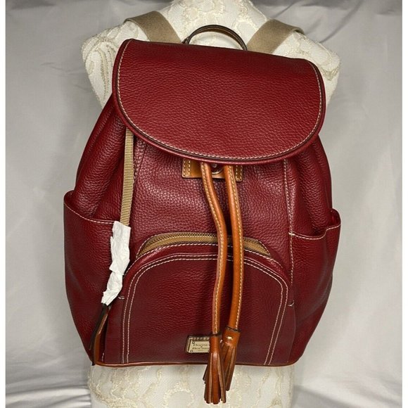 Dooney & Bourke Wine Red Color Pebble Grain Leather Large Murphy Backpack NWOT - Picture 1 of 15